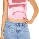 Forever 21 Womens Satin Halter Crop Top (X-Small, Pink)