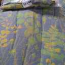 100% Cotton Muslin Botanical Blanket Jacquard Floral Plants Pattern Quilt, Soft Bed Cover Lightweight Breathable Gauzy Reversible Bedspread Coverlet Bedding King(98"x94"), No Pillow Sham, Green Plant 