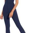 Annebouti Adjustable Spaghetti Strap Jumpsuits for Women One Piece Full Length Rompers Square Neck Workout Bodysuit (M, Style-2 Navy)
