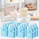 PerKoop 25 Packs Baby Shower Gifts Bags Bulk Baby Shower Party Favor Bags with Handle Paper and 25 Sheets Decorative Tissue Paper for Guests Gender Reveal Supply(Blue)