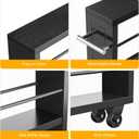 KLM Rolling Storage Cart 4-Tier Black Kitchen Cart with Wheels, Slim Storage Cart with Handle Slide Out Utility Cart Shelving Unit Organizer Trolley for Laundry Narrow Places Bathroom Small Corner