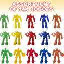 ArtCreativity 144 Mini Robot Figurines, Assorted Colors & Poses, Cupcake Toppers, Goodie Bag Fillers, Party Favors for Kids