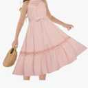 GRACE KARIN Girls Dresses Summer Spring Halter Maxi Dress Kids Ruffle Casual Flower Pleated Sun Dress, Size 14