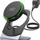 INIU for Magsafe Charger, 15W Fast Charging Magnetic Wireless Charger Stand, Travel Essential Wireless Charging Station with Sleep-Friendly Adaptive Light, for iPhone 16/15/14/13/12 Series, Airpods (Black)