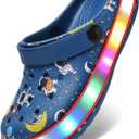 XPKWS Toddler Kids Clogs Boys Girls LED Garden Shoes Light up Sandals Slip on Quick Dry Beach Slippers (Yhy-navy)