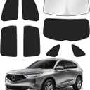 Canvcle Sunshade for 2021-2025 2026 Acura MDX Accessories Windshield Sun Shade Side Rear Window Shade Cover Sun Visor Shield Privacy Protection Keep Vehicle Cool Black 8PCS