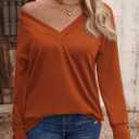Blouses For Women, Plus Size Tops For Women, V Neck Long Sleeve Shirts For Women, Tunic Tops To Wear With Leggings (Orange)