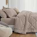 Love's cabin Full Comforter Set Burlwood, 7 Pieces Full Bed in a Bag, All Season Bedding Sets with 1 Comforter, 1 Flat Sheet, 1 Fitted Sheet, 2 Pillowcase and 2 Pillow Sham | Soft, Breathable, Lightweight, Comfortable