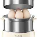 Hard Boiled Egg Cooker  CACHOO 14Egg Rapid Stainless Steel Egg Boiler with 30Min Timer & Auto Shut Off, Compact Electric Vegetable Steamer for Cooking, Dishwasher Safe, Beige