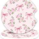 Ceramic Car Coasters  Absorbent Car Cup Holder Coaster Set for Women, Cute Aesthetic Car Accessories for Girls, 2 Pack (Blush)
