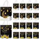 Locmeo 24 Pcs Eid Mubarak Reusable Gift Bags with Handles Non Woven Al Fitr Muslim Treat Bags Multifunctional Ramadan Mubarak Gift Bags for Party Supplies Gifts Wrapping