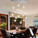 Brushed Nickel Rectangular Chandeliers for Living Dining Room Light Dimmable High Ceiling Pendant Lights Fixtures Lighting Chandelier for Foyer Entryway Lighting