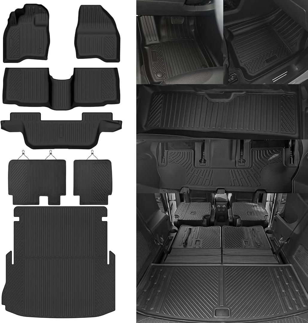 Custom Fit Floor Mats for Ford Explorer 2015-2019, All Weather TPE Floor Liners with Trunk Mat & Backrest Protectors, Odorless Full Set Interior Accessories