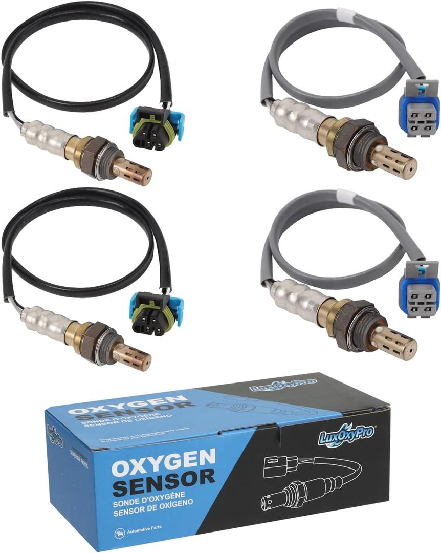 Oxygen O2 Sensor Upstream and Downstream for Chevy Silverado 1500 HD 2500 HD 3500 6.0L 2003-2004, for Cadillac Escalade ESV 6.0L 2003-2004, for GMC Sierra 6.0 03-04, Replace 234-4669 234-4407 4Pcs