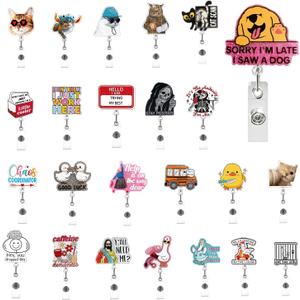 24pc Funny Badge Reel Cute Retractable Name Id Clip Badge Holder for Doctor Student Nurse Nursing Office Medical Assistant Coworker Work Gifts