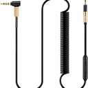 FAAEAL HD598CS Coiled Audio Cable Compatible for Sennheiser HD558 HD518 HD599 HD569 HD579 ATH-M50x M70x Headphones in-line Mic Control Extension Aux Cord 8ft