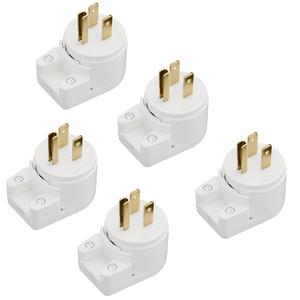 Right Angle Nema 5-15P 15A 125V AC Plug, [ETL] Easy Assembly 90 Degree USA Canada Male DIY Rewirable 12 Directions Adjustable AC Connector White 5-Pack AD0176-5