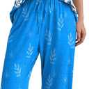 Ekouaer Pajamas for Women Set Short Sleeve Printe Lounge Sets Soft Pjs Round Neck Loungewear with Pockets  (Medium, Blue Floral)