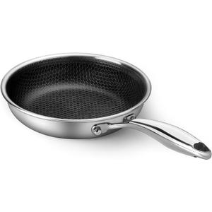 Stainless Steel Frying Pan 8 Inch Nonstick Honeycomb Coatings Skillet for Eggs & Omelettes-Non Toxic Healthy Kitchen Cooking Pan Compatible with All Cooktops