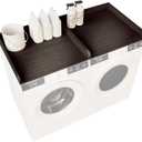 Washer Dryer Countertop with Shelf, 54" x 27" Wooden Laundry Countertop with 2 Hooks & Non-Slip Pads, Washer and Dryer Covers for The Top (Black)