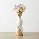 Elegant Twisted Ceramic Vase for Living Room and Home Decor Accent - Ideal for House Decor and Table Displays - Decorative Flower Vase for Entryway, Bedroom, or Office Desk - 16", Gold & Metallic