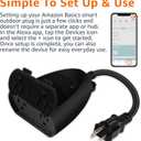 Amazon Basics Outdoor Smart Plug with 2 Individually Controlled Outlets, Works with Alexa Only, 2.4 GHz Wi-Fi, No Hub Required, Black