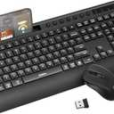 seenda Bluetooth Keyboard and Mouse Combo, COE201 3 Multi-Device Connection Keyboard Mouse with Phone Holder, Full Size Wireless Ergonomic Compatible for Windows, Laptop, MacBook, iPad,Black