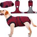 Kuoser Recovery Suit for Dogs Cats After Surgery, Professional Pet Recovery Shirt Dog Abdominal Wounds Bandages, Substitute E-Collar & Cone,Prevent Licking Dog Onesies Pet Surgery Recovery Suit (Red, XXL)
