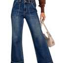 Women's High Waisted Wide Leg Jeans Elastic Waisted Stretchy Denim Sweatpant Pants with Pockets Trendy 2025 Fall (Blue, L)