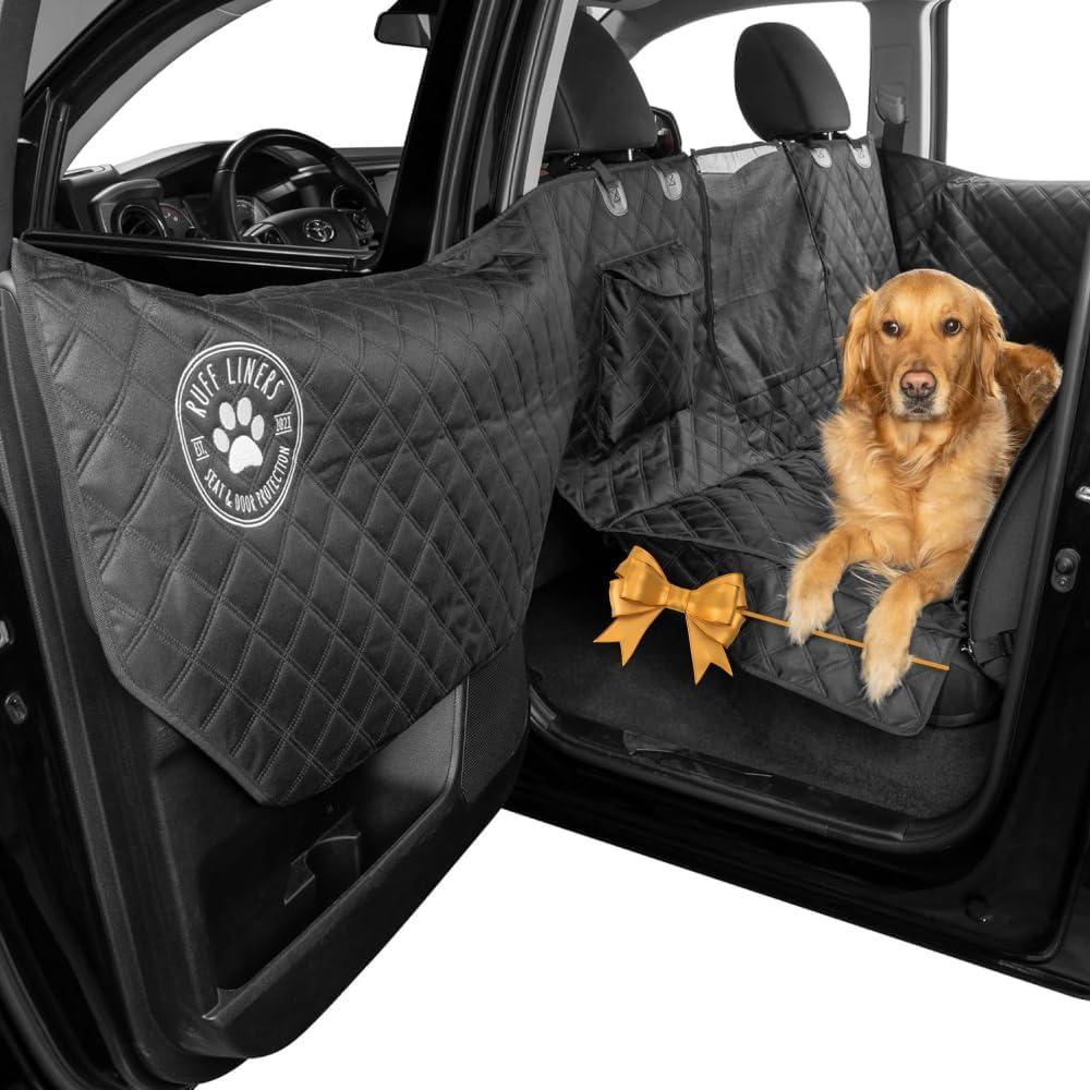 Ruff Liners Medium Dog Seat Cover, Black  As Seen on Shark Tank  Back Seat Protector for Cars, Mid-Size SUVs, & Mid-Size Trucks  Waterproof, Touch Fasteners, & Belt Slots  Sturdy Dog Hammock