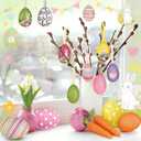 24Pcs Easter Hanging Eggs Ornaments, Easter Tree Ornaments, Vintage Style Eggs Ornament for Spring E Aster Mini Tree Decorations Home Party DIY Crafts