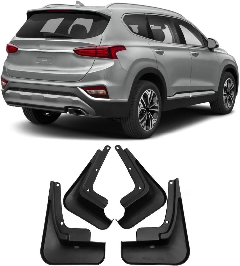 4Pcs/Set Car SUV Mud Flaps Splash Guards Fender Mudguard for Hyundai Santa Fe 2019 2020 2021 2022 2023, (Not Fit for XL Models)