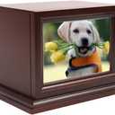 Wooden Pet Memorial Keepsake Urns, Photo Box Pet Cremation UrnCremation Urns for Dogs AshesCat UrnLoss Pet Sympathy Remembrance Gift (Large)