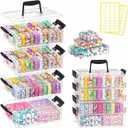 Stackable Bead Storage Organizer, 88 Small Plastic Containers with Lids, 4-Layer Clear Bead Organizer Box, 3 Sizes, Portable, for Jewelry and Crafts