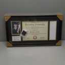 VIOLABBEY Black Diploma Frame with Tassel Holder for 8.5x11 Certificates Document and 4x6 Graduation Pictures, College Degree Frame for Wall Mounted (Black Gold Double Mat)