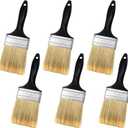 3 inch Flat Paint Brushes,Professional Paint Tools with Treated Plastic Handle for DIY Paint,Furniture,Fences,Deck,and Wall Trim (Black 6 Pack)