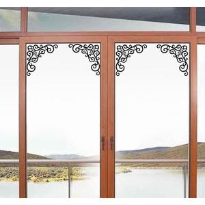 BIBITIME Black Vinyl Vines Wall Art for Shop Showcase Display Window Living Room Glass Door Kitchen Cabinet Bedroom Wardrobe 4 Corners Border Sticker, Received Sheet:10" x 23"