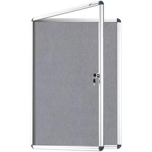 VIZ-PRO Tamperproof Lockable Gray Fabric Noticeboard Aluminium Framed 36x24 Inches