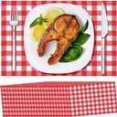 Lincia 100 Pcs Checkered Disposable Paper Placemats Bulk Buffalo Plaid Picnic Theme for Home Dinner Easter Birthday Wedding Party Supply (Red, White)