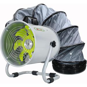 Bghdas Utility Blower, Ventilation Fan 8 Inch, Exhaust Fan with 16.4FT Duct Hose, 2800RPM High Speed Low Noise Utility Blower for Industrial Welding, Paint Booths, Basement and Warehouses etc.