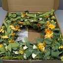 Summer Wreaths for Front Door, 24" Yellow Daisy Wreaths for Front Door Window Wall Wedding Farmhouse Festival Decor, Handmade Artificial Spring Summer Wreath for Home Decoration