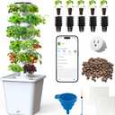 Vertical Hydroponics Growing System Kit, Indoor Outdoor Gardening System Kits, Herb & Fruits Growing Tower, 6 Layer 30 Pods