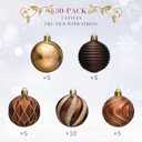 JORNOY Christmas Balls Ornaments, 30ct Shatterproof Xmas Tree Decorations, Hanging Bulbs Baubles Set with String for Holiday Home Party Decor, 2.36 inch/60mm, Brown Gold
