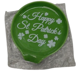 St Patricks Day Spoon Rest for Coffee Bar Accessories, Small St Patricks Day Spoon Holder for Coffee Station, Mini Irish Green Coffee Spoon Rest, Ceramic Shamrock St. Patrick's Day Decor