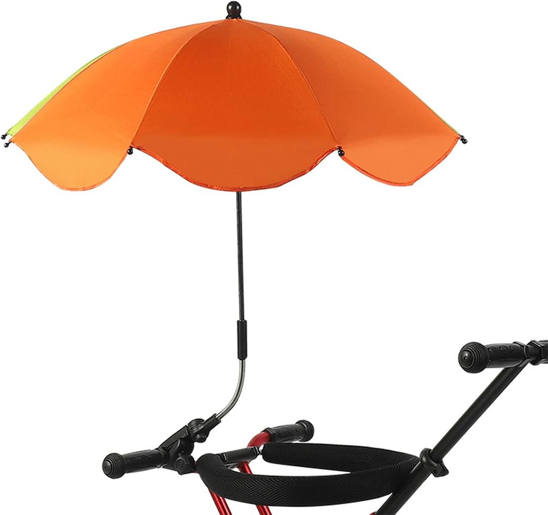 Chair Umbrella with Clamp, Universal Adjustable Beach Chair Umbrella UV Protection Sunshade Umbrella for Patio Chair, Beach Chair, Stroller, Sport Chair, Wheelchair and Wagon (Orange)