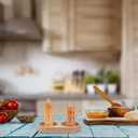 GORGECRAFT Wooden Salt and Pepper Mill Tray Acacia Wood Tray Peper Mill Holder Mills & Shakers Salt & Pepper Grinder Rest for 2 Mills Accessories Kitchen Storage Holder Home Decor Crafts, Wheat