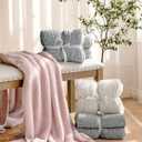 Buttery Soft Knit Throw Blanket for Couch, Reversible Fuzzy Knitted Blanket, Cozy Warm Plush Lightweight Decorative Throw for Sofa Bed, 50x60in, Beige