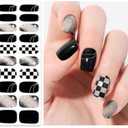 OAUEE Semi Cured Gel Nail Strips | Gel Nail Stickers with UV Light Required | Salon Quality, Easy Application and Removal（Gothic Style）,Set of 4