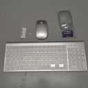 Wireless Keyboard and Mouse Ultra Slim Combo, TopMate 2.4G Silent Compact USB 2400DPI Mouse and Scissor Switch Keyboard Set with Cover, Batteries Included, for PC/Laptop/Windows/Mac - Silver White