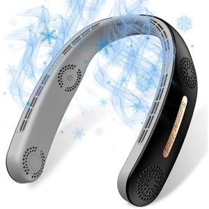 OLV Neck Fan 4 Turbo 6000mAh Portable 360 Cooling Airflow Bladeless USB Rechargeable Neck Fan with 3 Speeds Adjustment for Outdoor Travel Indoor - Black 2 Pack